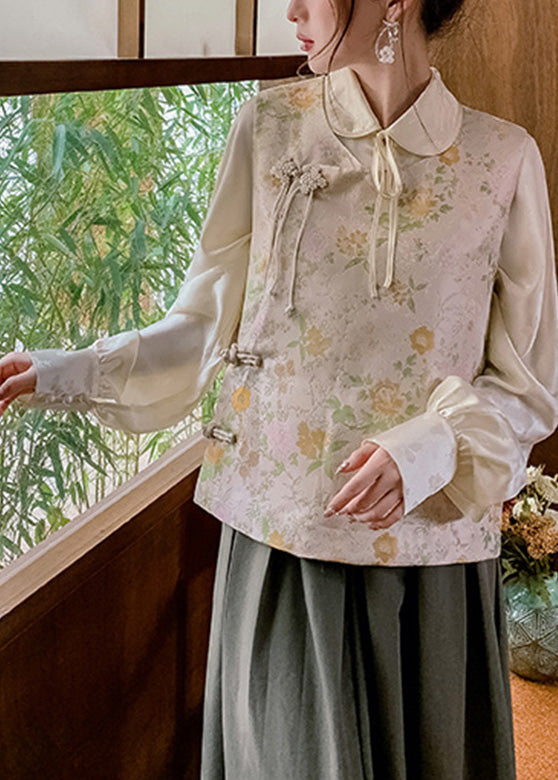 O-neck Print Neck Tie Button Waistcoat Spring
