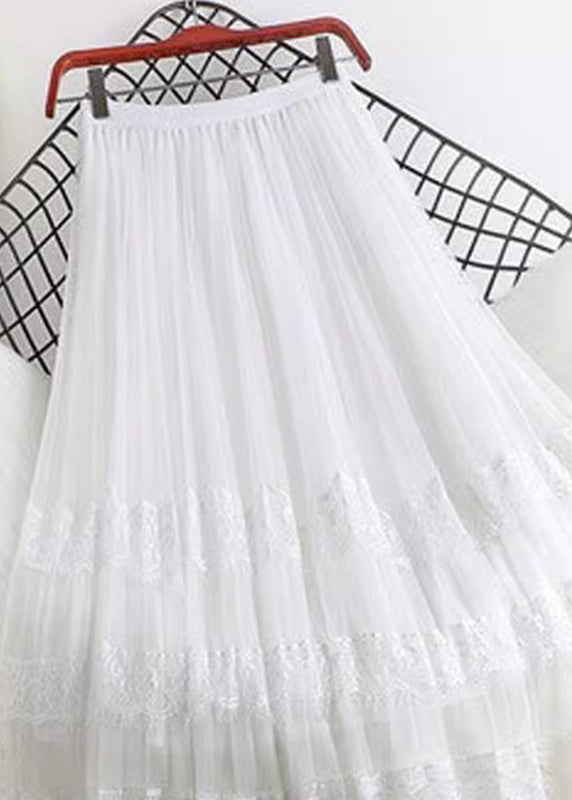 Pink Tulle a Line Skirt Summer Lace Patchwork