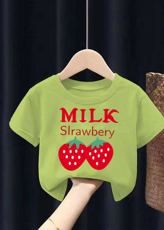 White Graphic Print Patchwork Kids Tops Summer