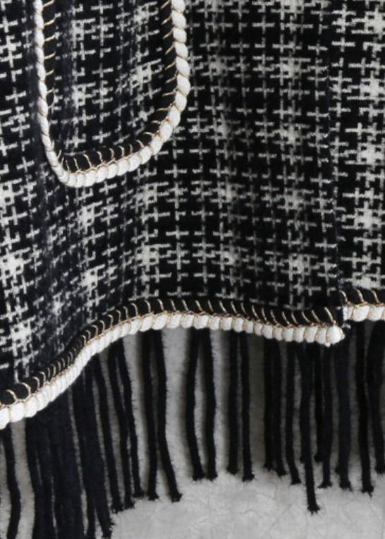 Knitwear Black Batwing Sleeve Tassel Knit Coats