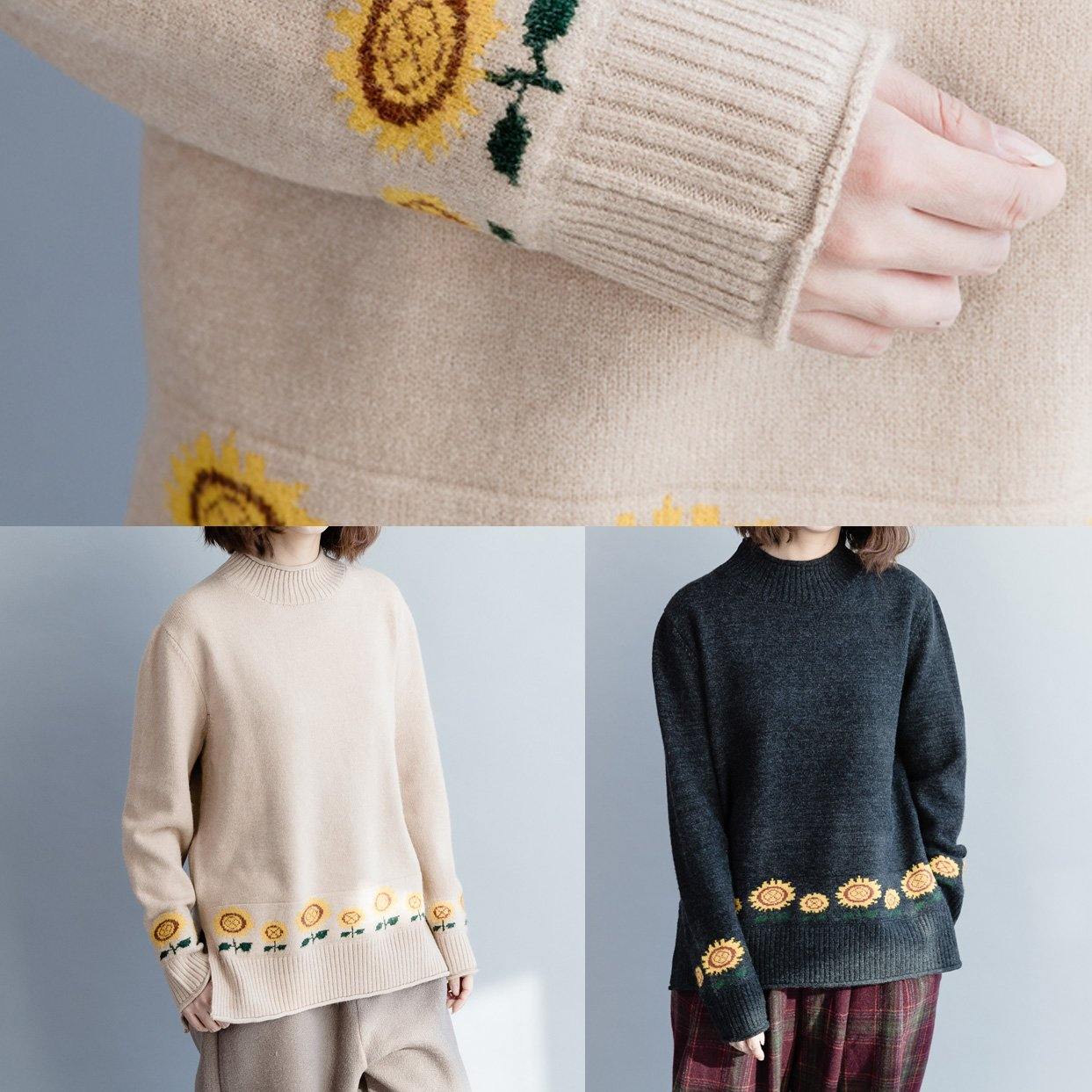 Nude Knit Top Silhouette Sun Flower Side Open Knitwear