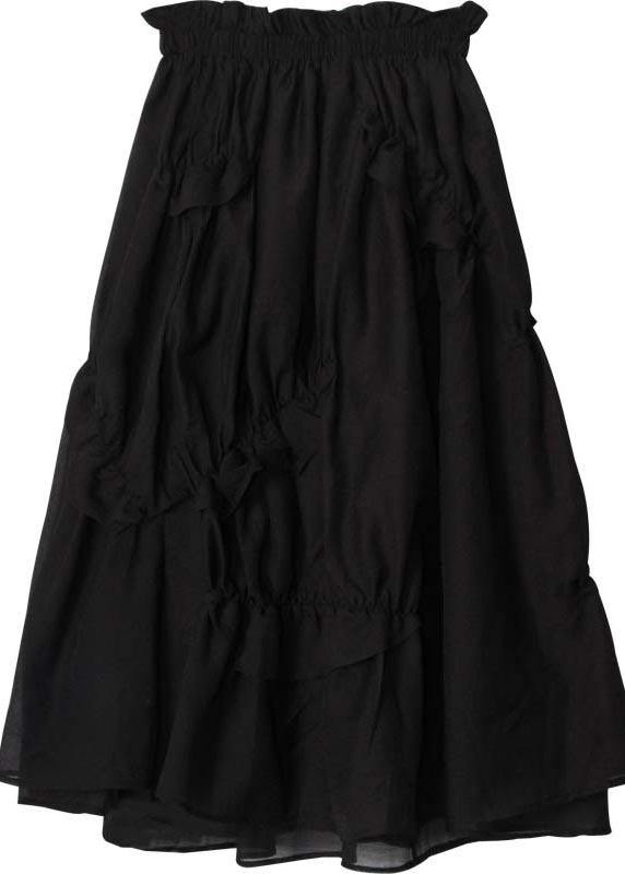 Diy Black Cinched Patchwork a Line Skirt Summer