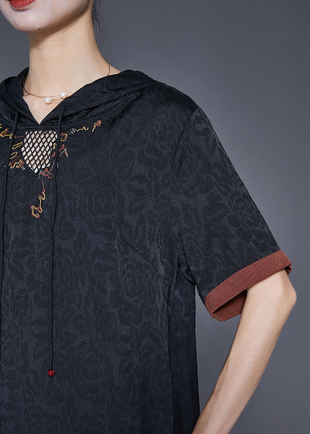 Diy Black Embroideried Hollow Out Silk Vacation Dresses Summer
