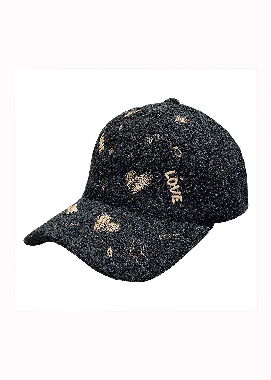 Diy Black Letter Embroidery Woolen Baseball Cap Hat