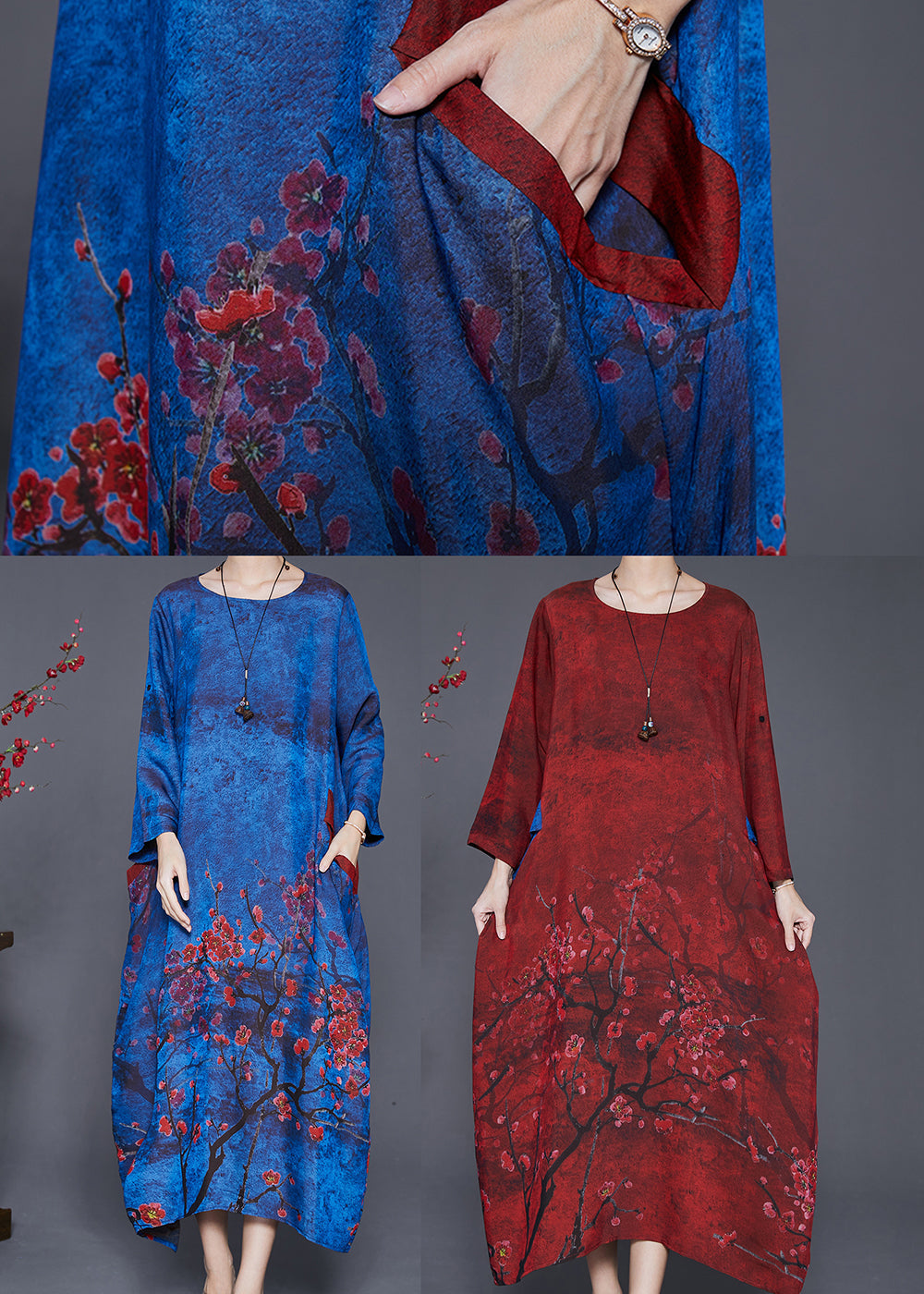 Diy Blue Oversized Tie Dye Silk Maxi Dresses Fall
