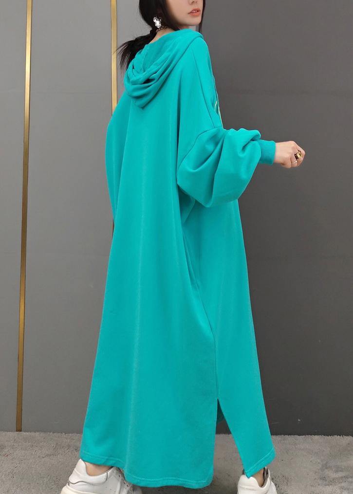 Diy Hooded Side Open Spring Quilting Clothes Yellow Letter Long Dresses