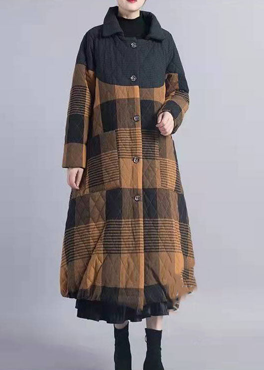Diy Red Plaid Patchwork Fine Cotton Filled Winter Coat