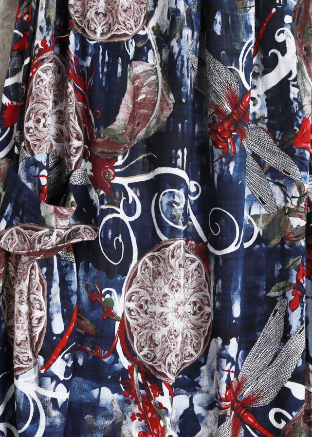Diy Spaghetti Strap Pockets Dress Design Blue Print Dress