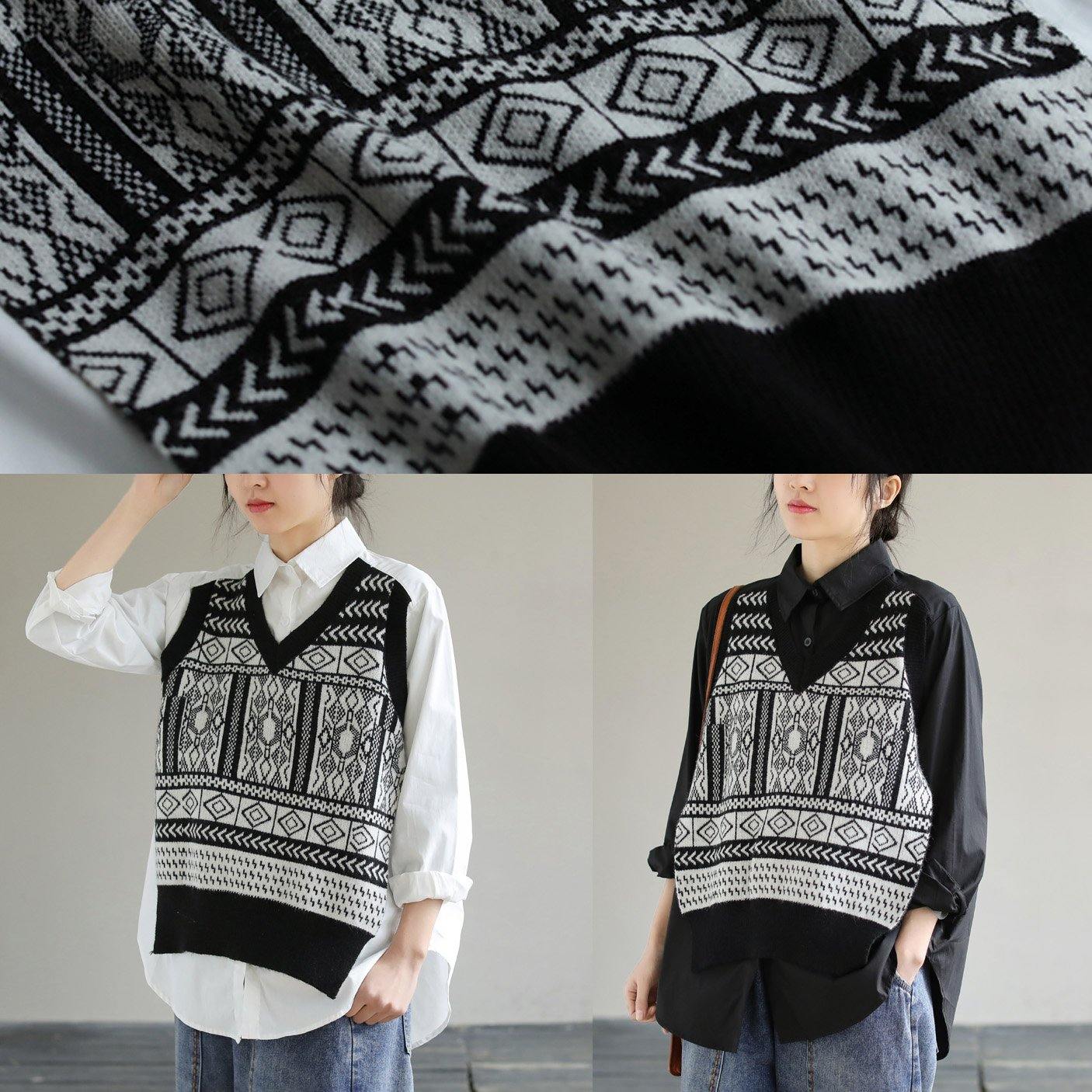 DIY White Clothes Lapel Patchwork Knit Fabric Knee Spring Top