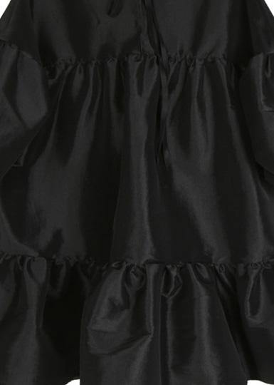 Diy Black Cotton Tunics Lantern Sleeve Elastic Waist Dress