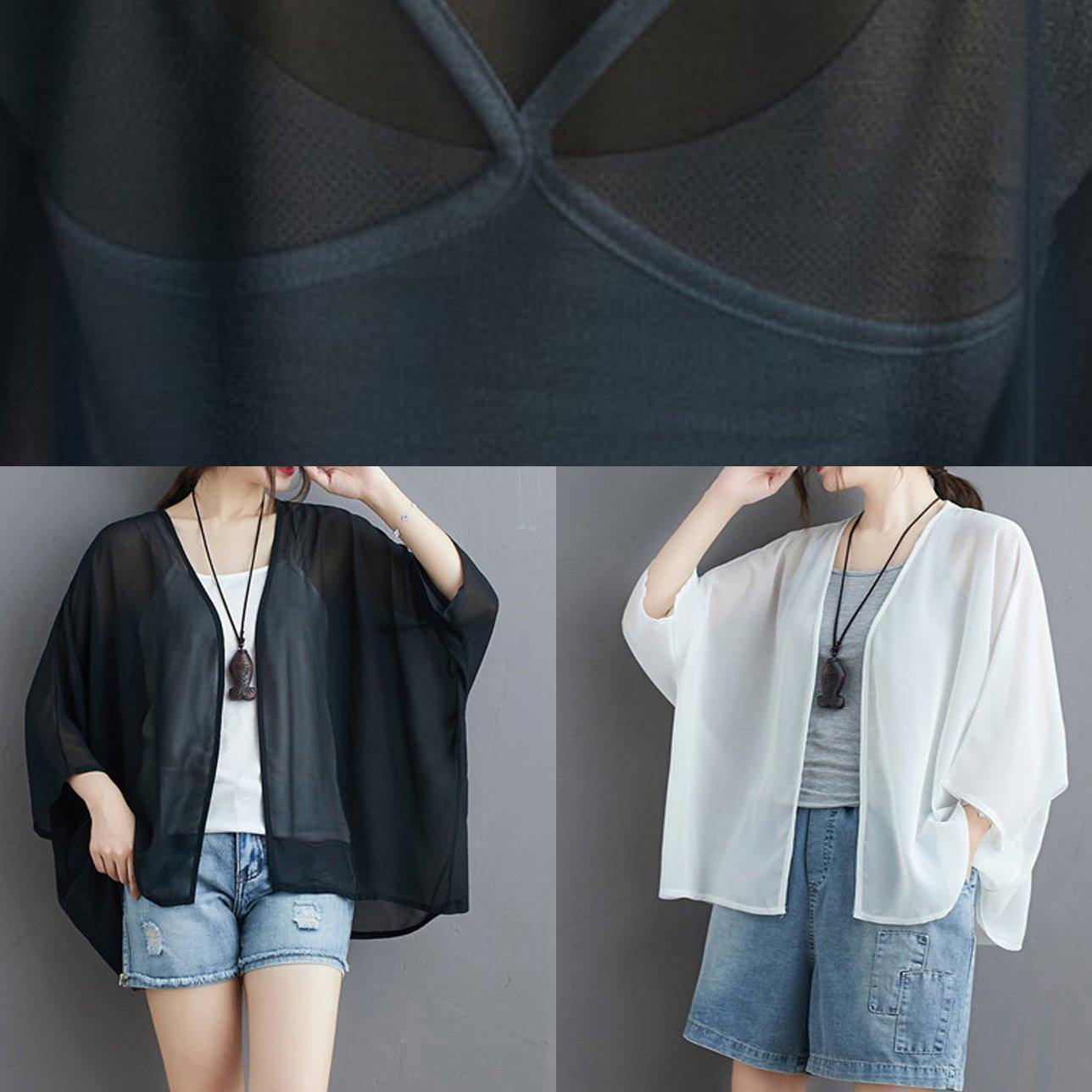 Diy Black Chiffon Box Top Bracelet Sleeved Midi Summer Tops