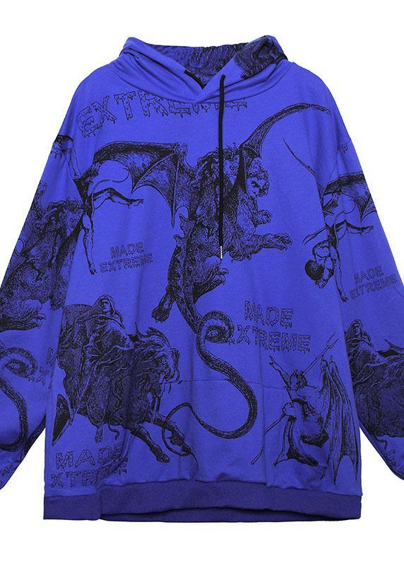 Diy Black Prints Cotton Clothes Hooded Loose Fall T Shirts