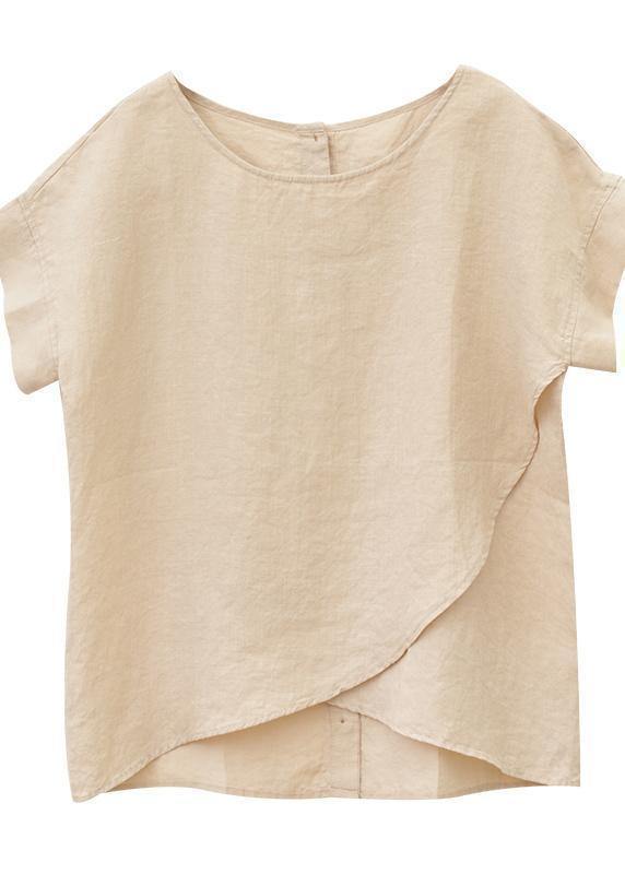 Diy O Neck Asymmetric Linen Summer Shirts Work Outfits Red Tops