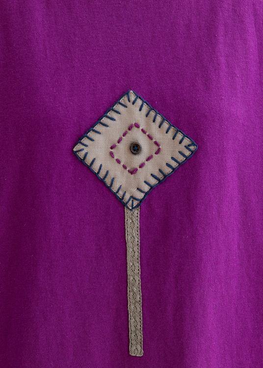 Diy O Neck Patchwork Clothes for Christmas Gifts Purple Shirt