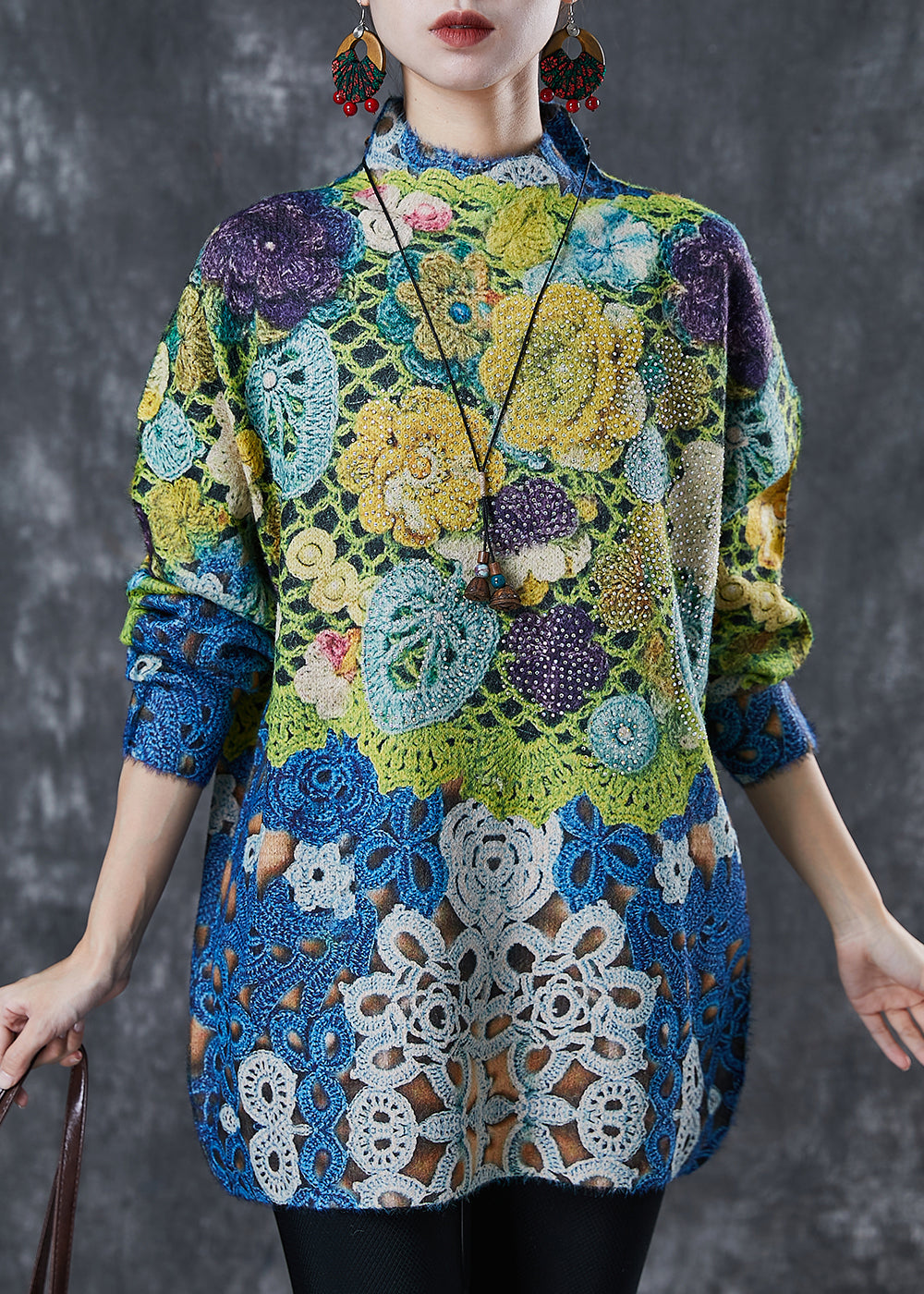 Green Zircon Knit Pullover Spring