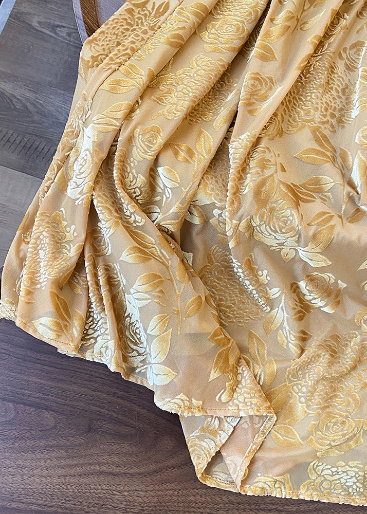 Yellow Print Drawstring Cotton Skirts Spring