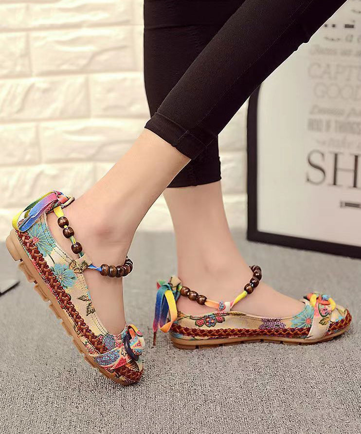Style Handmade Beaded Flat Sole Single Shoes Soolinen Shoes-20251
