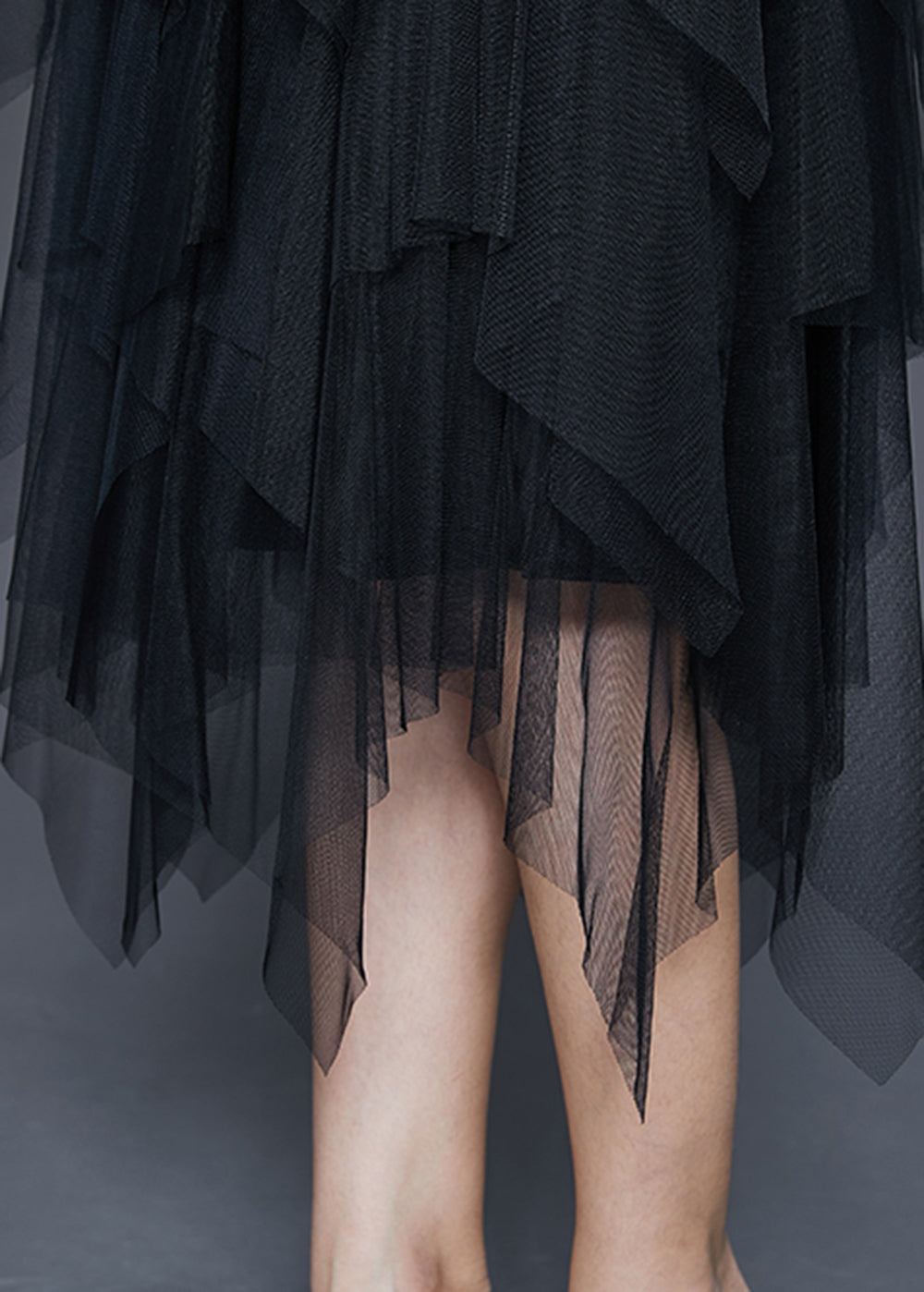 Black Asymmetrical Exra Large Hem Tulle Skirt Summer