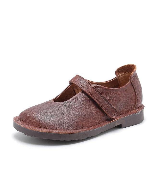 Chocolate Buckle Strap Loafers for Cowhide Leather