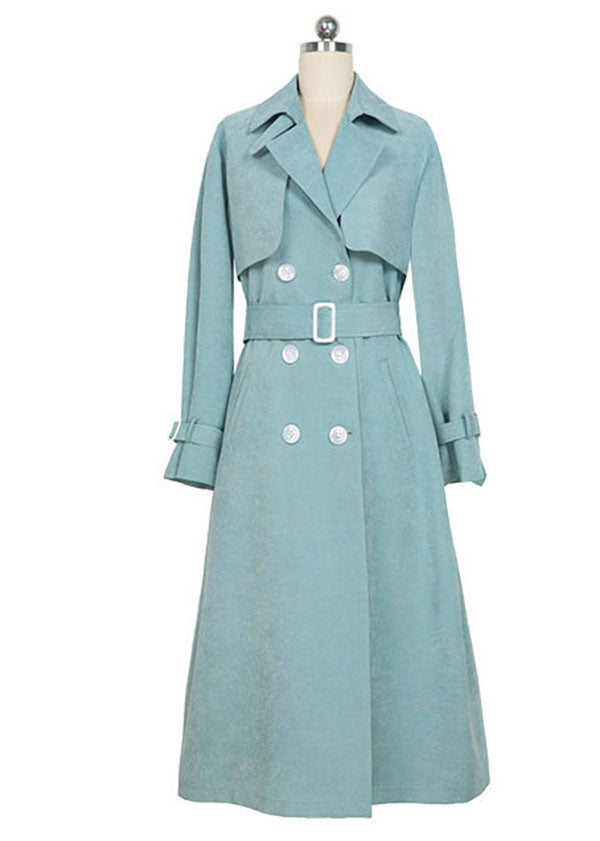 Light Blue Peter Pan Collar Double Breast Trench Fall