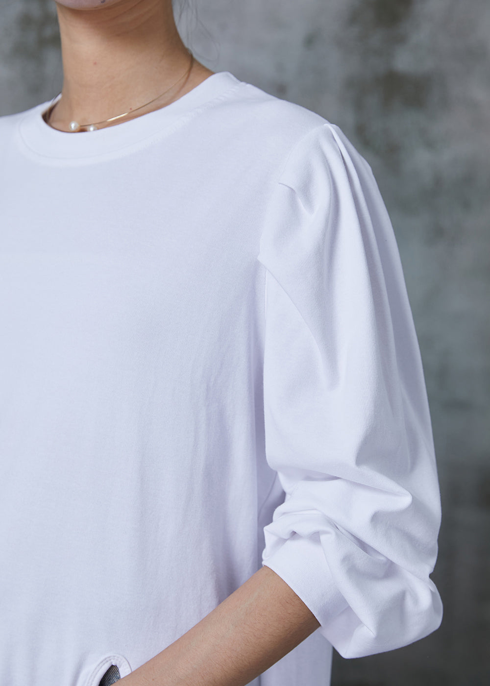 White Puff Sleeve Side Open Cotton Dress Spring