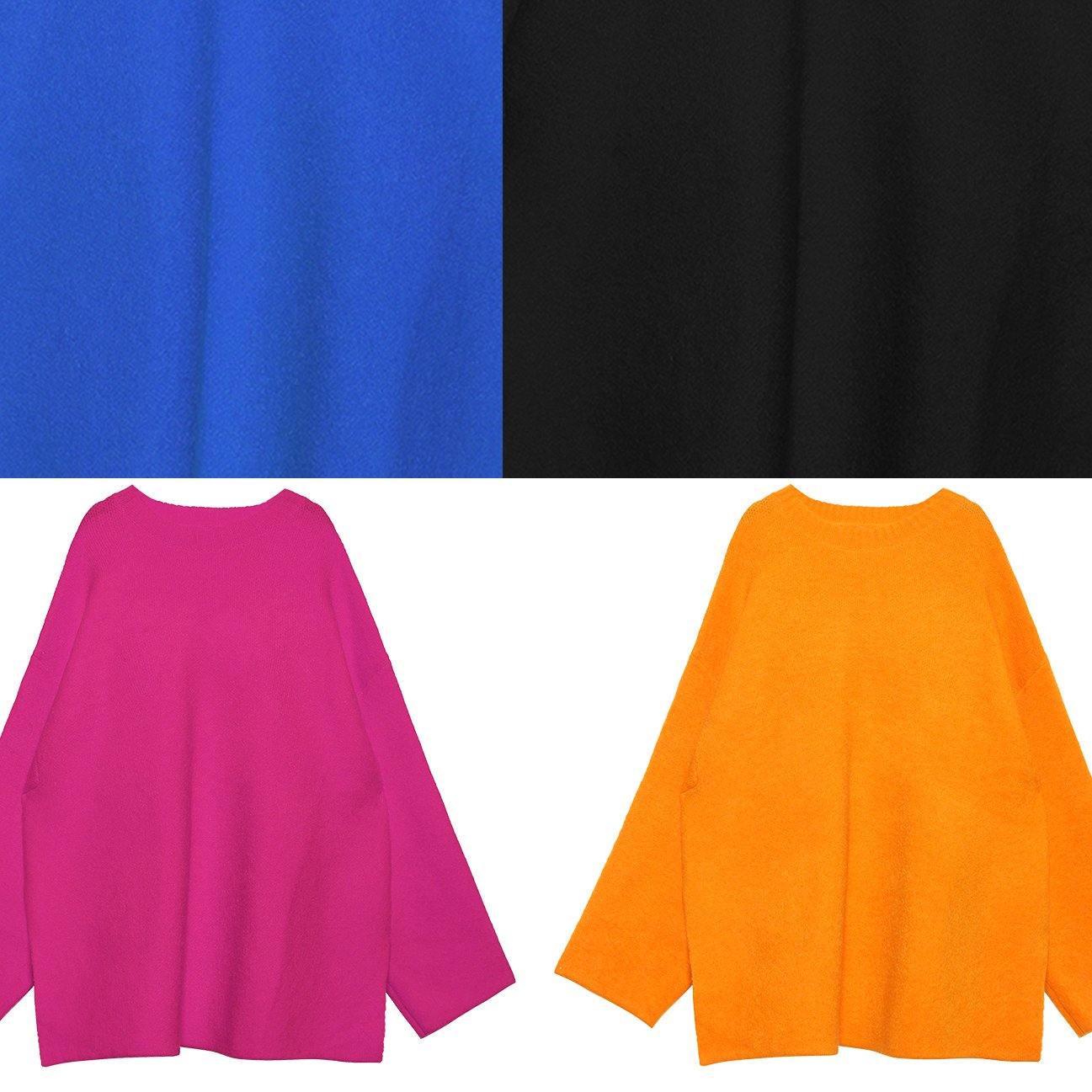Blue Knitted Pullover Clothing Winter Knit Tops Side Open