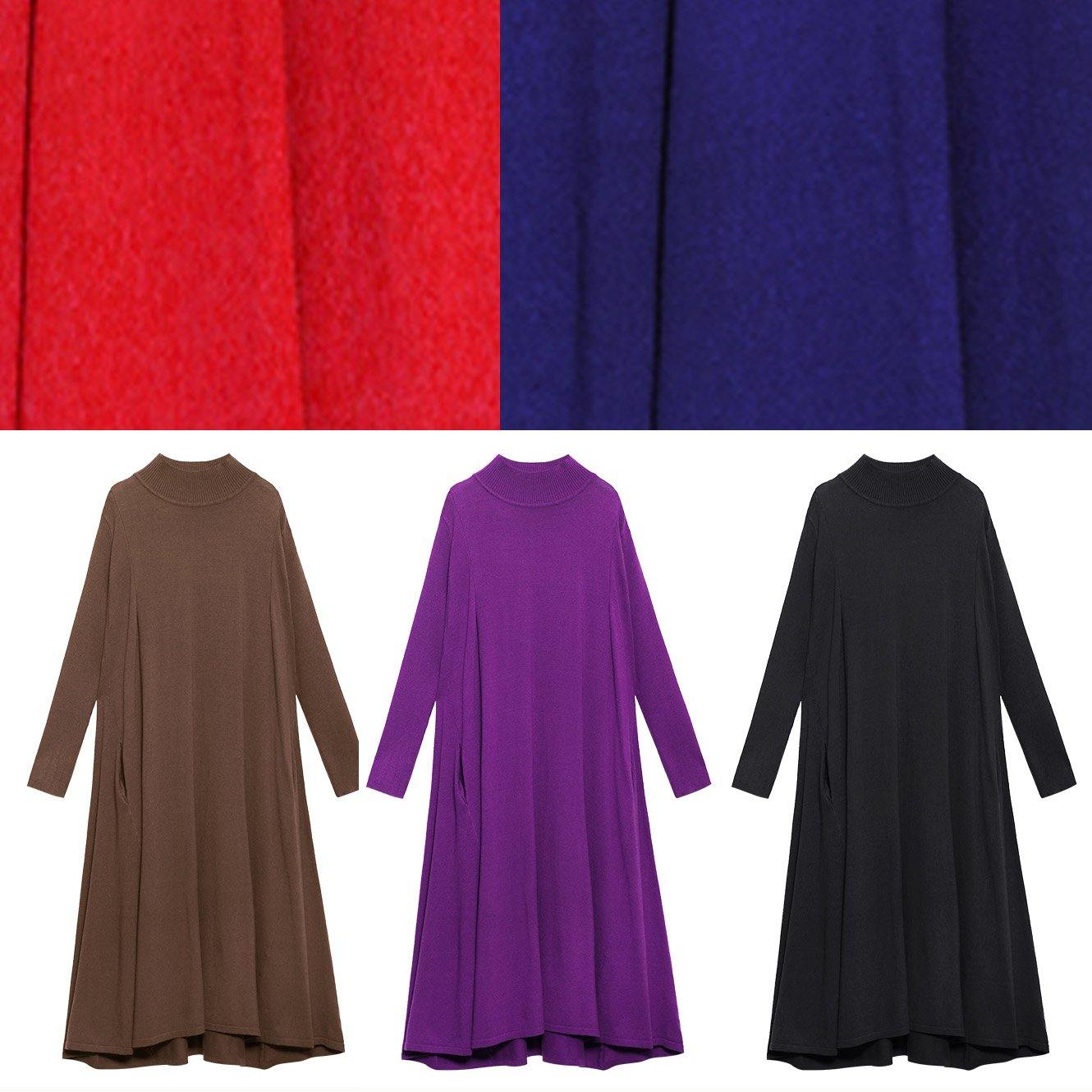 Chocolate Sweater Dresses Refashion High Neck Large Hem Mujer Fall Knitwear