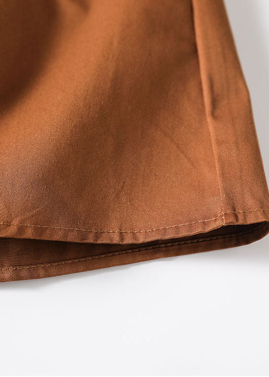 Chocolate Elastic Waist Sashes Asymmetrical Skirts Spring