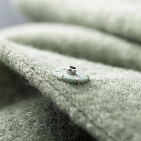 Light Green Woolen Outwear Stand Collar Winter Jackets Embroidery Coats