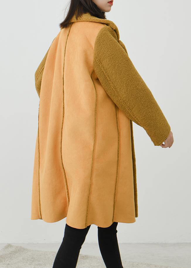 Coats Outwear Yellow Notched Double Breast Wool Overcoat