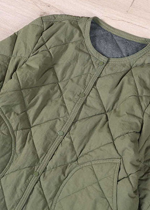 Fine Green Button Fine Cotton Filled Winter Coats