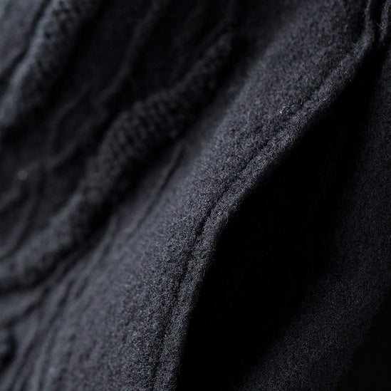 Fine Black Wool Coat for Woman Clothing Embroidery Winter Coat Long Sleeve Woolen Outwear