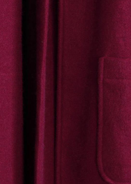 Fine Burgundy Woolen Coat Oversize Winter Coat Batwing Sleeve Large Hem