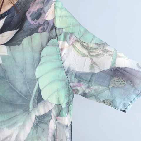 Fine Prints Chiffon Dress Plussize Chiffon Maxi Dress Boutique Half Sleeve Asymmetric Hem Clothing Dress