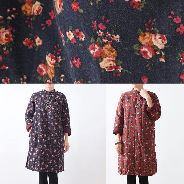 Fine Red Outfit Oversize Winter Jacket Stand Collar Side Open Coats