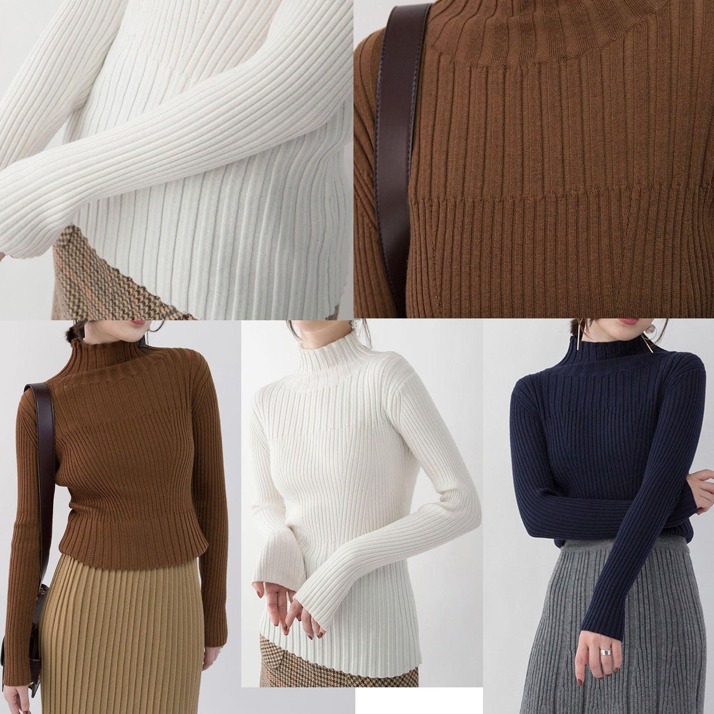 Fine White Pure Wool Blended Blouse Turtleneck Traveling Blouse New Clothing Sweater