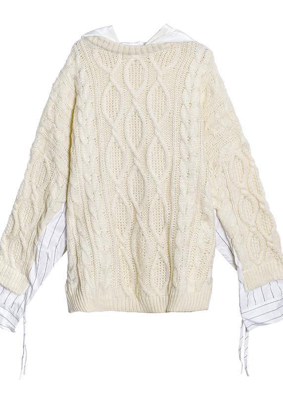 For Spring Fall Black Knit Tops Hooded Clothes for