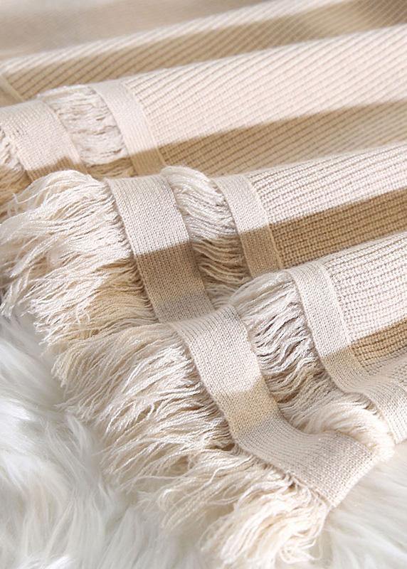 For Spring Tassel Sweater Weather Beige Hipster Knitted Dress