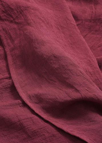 French Red Asymmetrical Design Patchwork Cotton Linen Dress