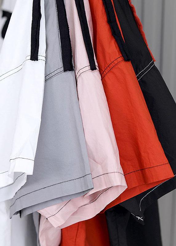 French White Cotton Shirt Tops Summer Short Sleeve