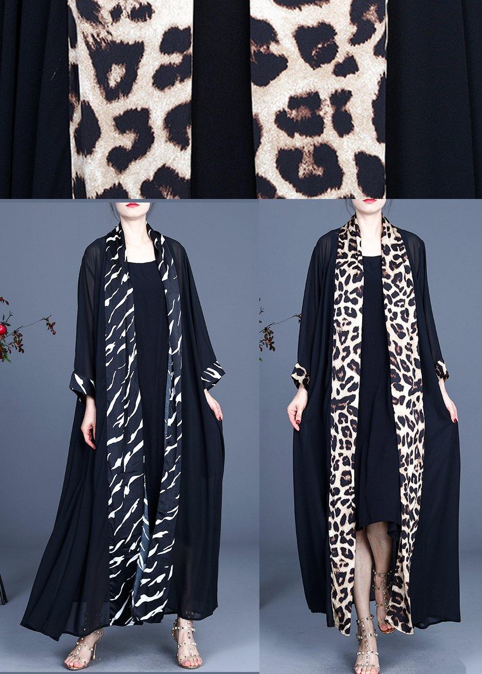 French Zebra Pattern Summer Silk Patchwork Cardigans Long