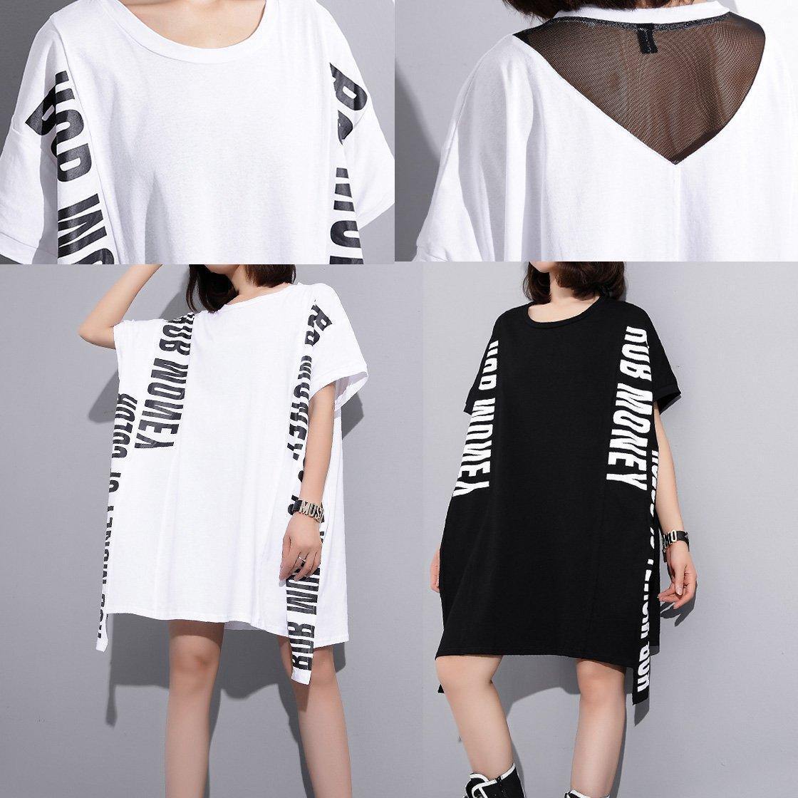 French Black Cotton Clothes Alphabet Prints Art Summer Top