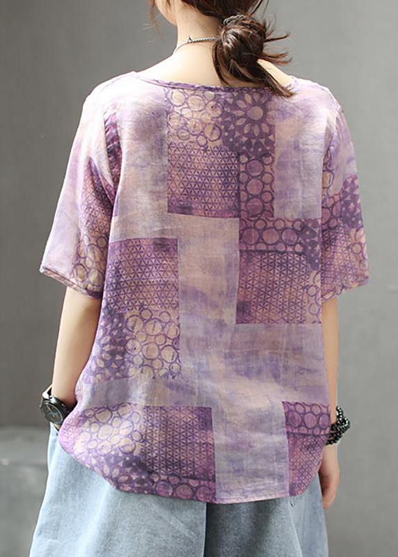 French Cotton Tunic Stylish Light and Loose Printed Cotton Linen T-shirt