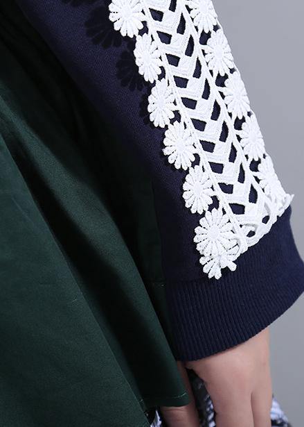 French o neck cotton patchwork tops women blouses Fashion Ideas blue blouses