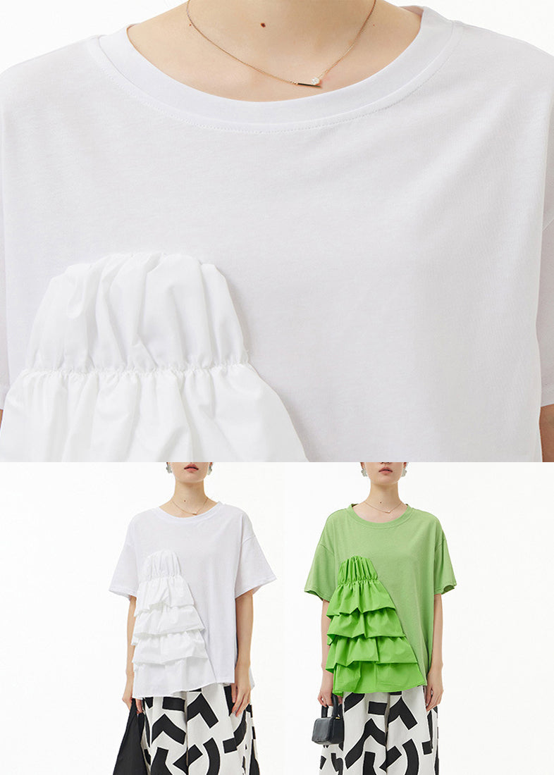 Green O-neck Top Short Sleeve