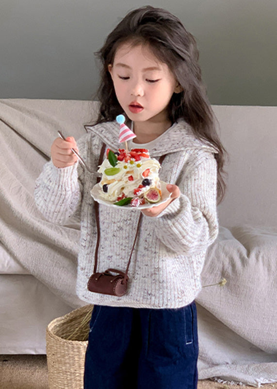Handmade Light Grey Zippered Patchwork Cotton Knit Sweater Tops Spring
