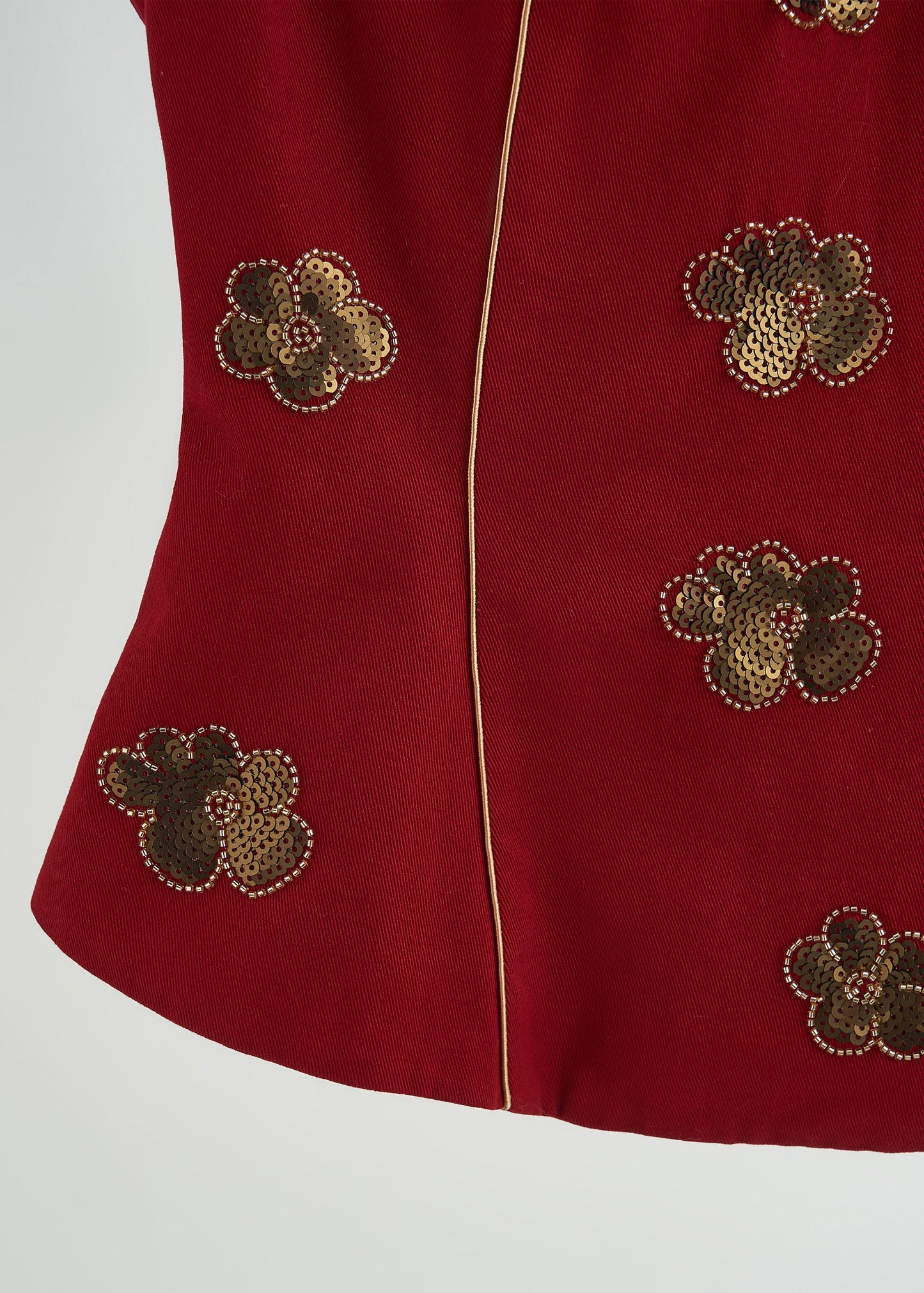 Handmade Mulberry Mandarin Collar Sequins Flower Cotton Vests Spring