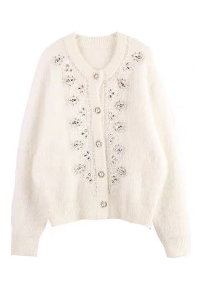 Handmade White Button Nail Bead Ma Hai Mao Coats Fall