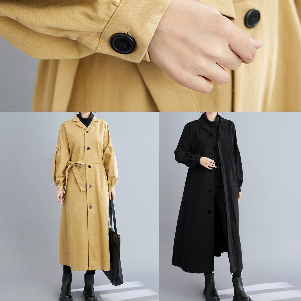 Handmade Khaki Coats Sleeve Lapel Button Down Coats
