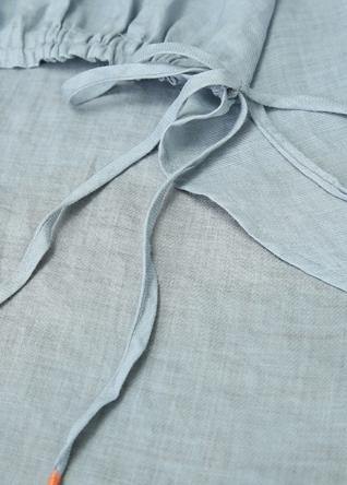 Handmade O Neck Drawstring Linen Summer Blouse Shape White Shirts